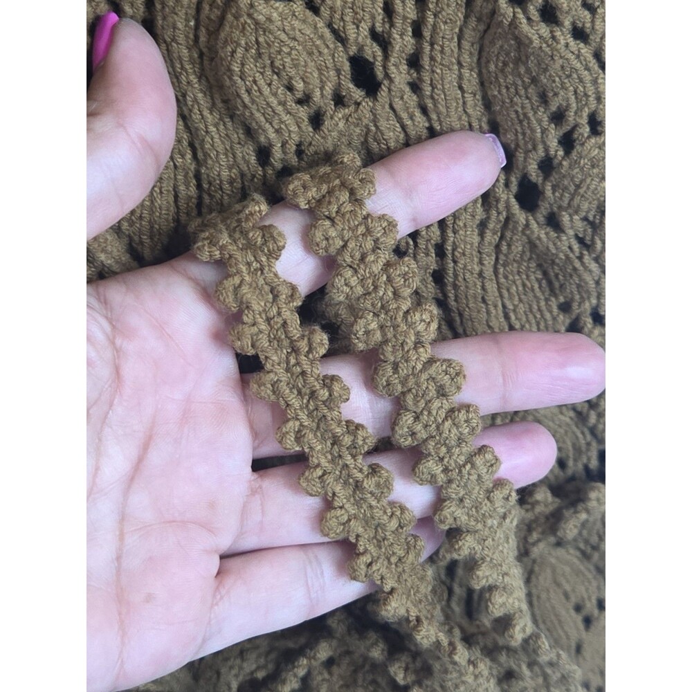 VINTAGE J. Jill 3X PLUS Pointelle Belted Cardigan Shawl Brown Made in Hong Kong - Picture 7 of 8
